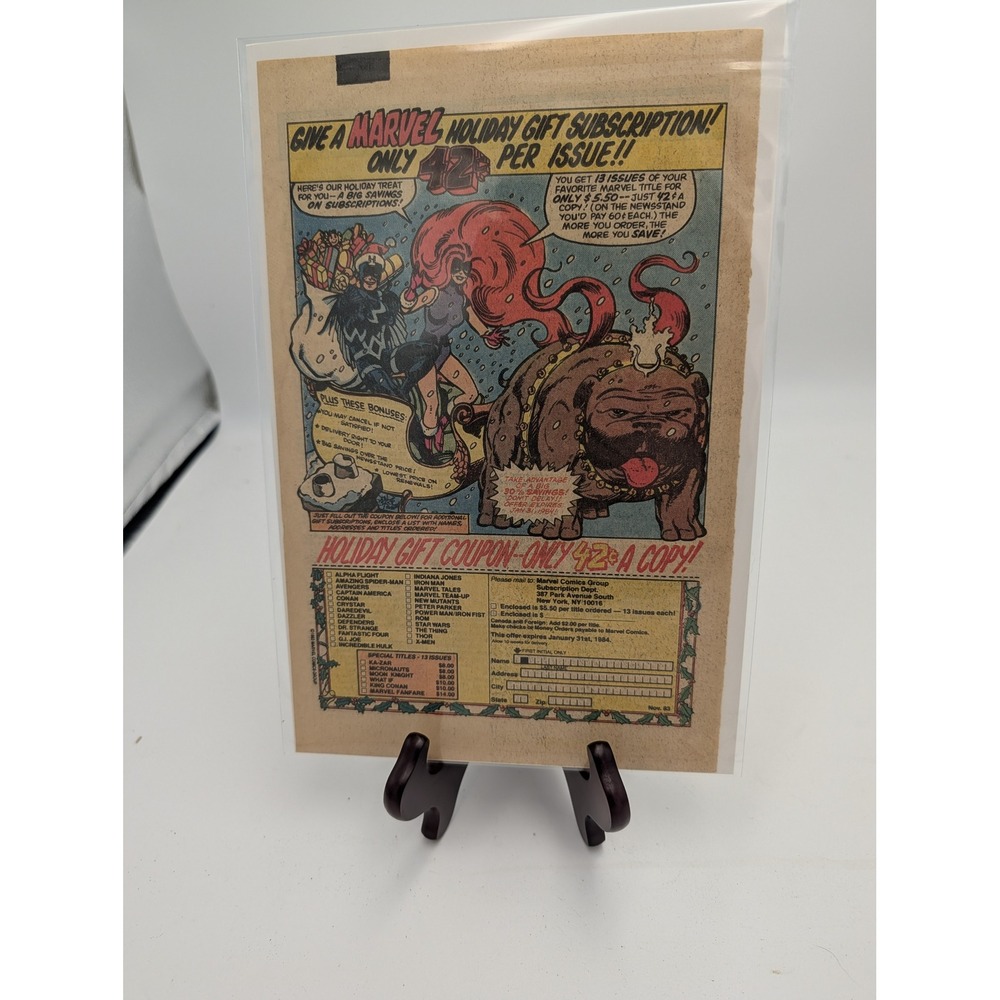 Vintage Printed Advert 1983 Marvel Holiday Gift Subscription Inhumans Ephemera